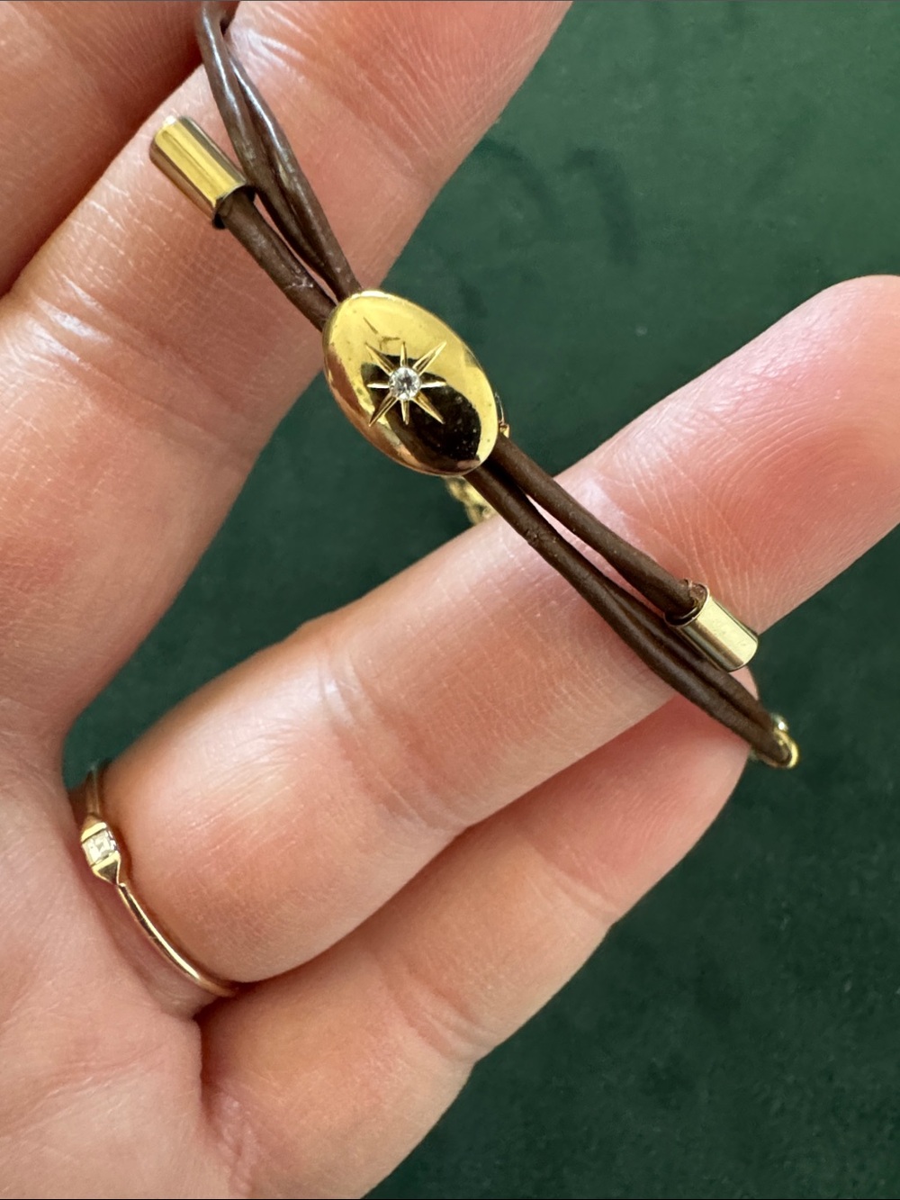 Leather and gold chain Fossil bracelet - Picture 2 of 4